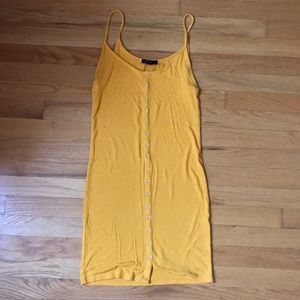 Ribbed Bodycon Dress w/ Button Detail